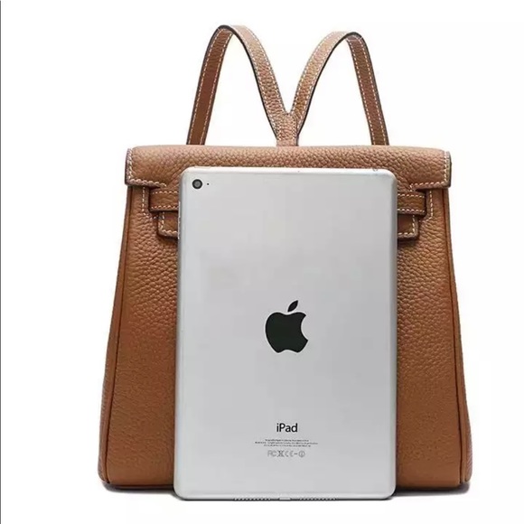 New Camel High Quality Genuine Leather Backpack Shoulder Bag Rucksack Travel - Picture 11 of 16